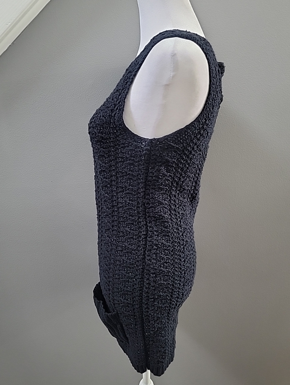 Anthropologie Far Away From Close Blue Crochet Knit Mini Sweater Tunic Dress S - Picture 3 of 6